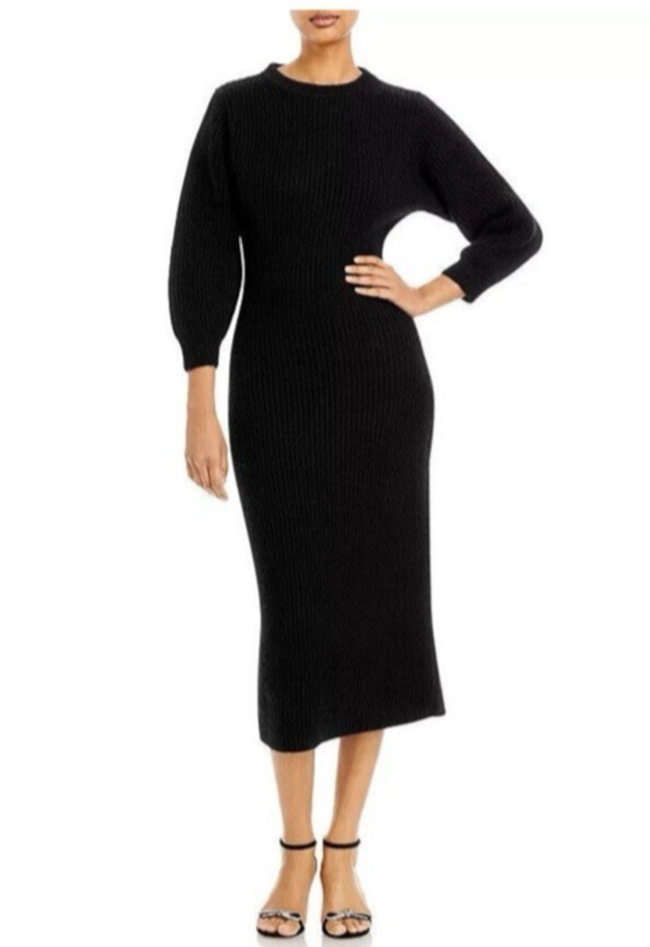 Fabiana Filippi Cashmere Silk Wool Knit Midi Dress IT40 UK8 US4 Black Womens